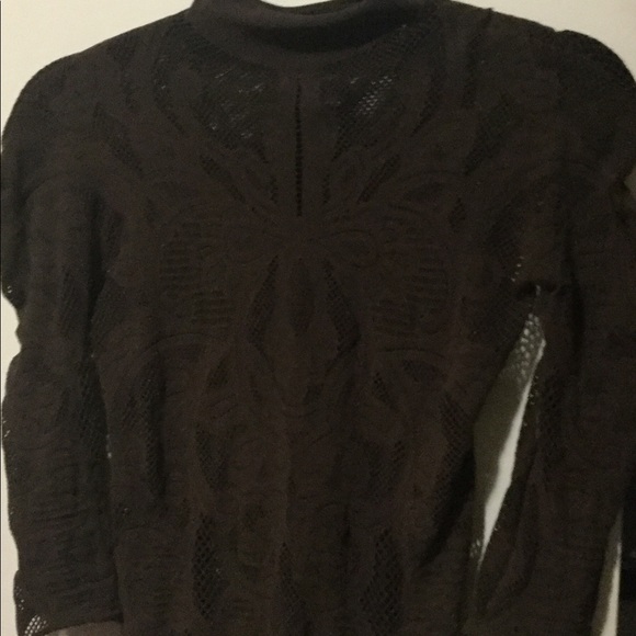 Bebe brown mesh c thru blouse small - Picture 3 of 3